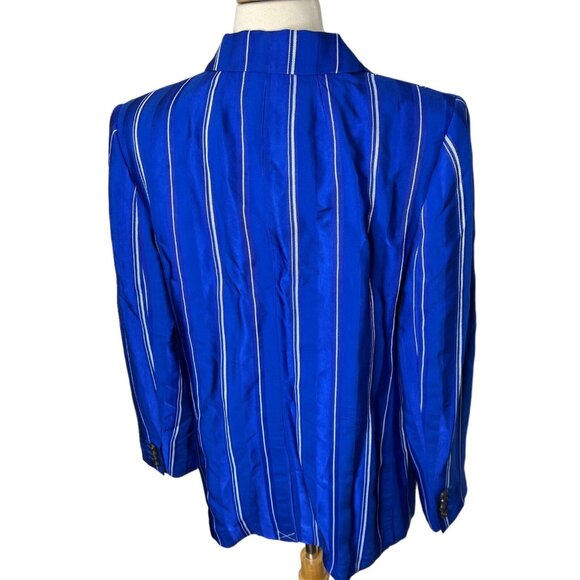 J.Crew Collection Alfie Blazer Striped Jacquard Blue Size 6 BP794 - Picture 5 of 13